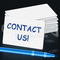 Contact Us Card Means Customer Service 3d Illustration