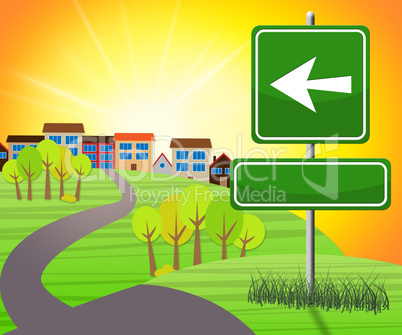 Blank Sign With Arrow To Countryside 3d Illustration