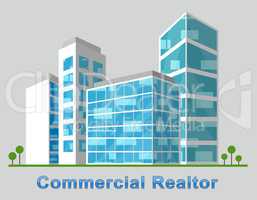 Commercial Realtor Downtown Describes Real Estate 3d Illustratio