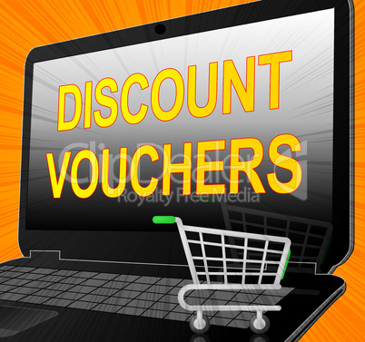 Discount Vouchers Laptop Means Saving Money 3d Illustration