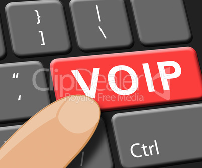 Voip Key Shows Internet Voice 3d Illustration