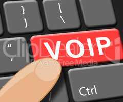 Voip Key Shows Internet Voice 3d Illustration