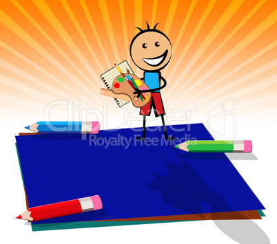 Blue Blank Note With Copyspace Kid 3d Illustration