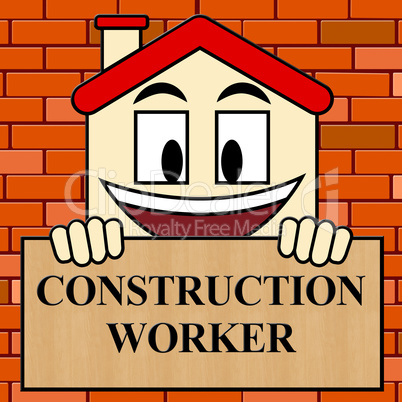 Construction Worker Shows Building Laborer 3d Illustration