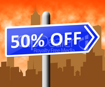 Fifty Percent Off Indicating Half Price 3d Rendering