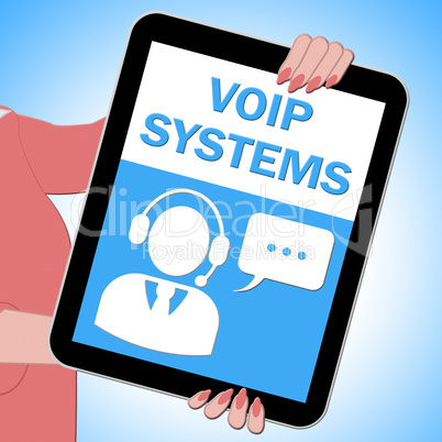 Voip Systems Tablet Shows Internet Voice 3d Illustration