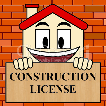Construction License Shows Building Qualification 3d Illustratio