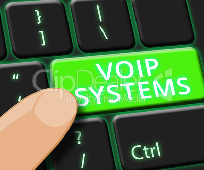 Voip Systems Key Shows Internet Voice 3d Illustration