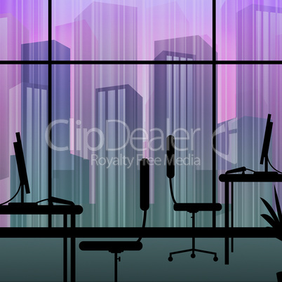 Office Interior Means Building Cityscape 3d Illustration