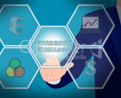 Currency Exchange Displays Forex Rate 3d Illustration