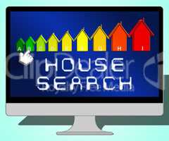 House Search Representing Housing Residence 3d Illustration