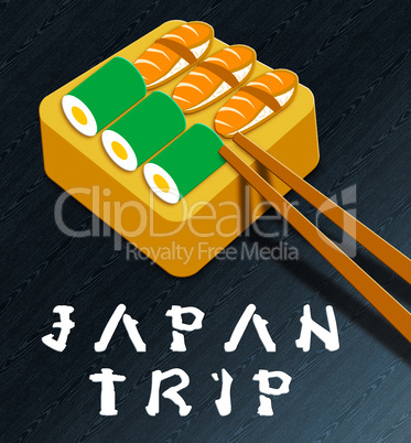Japan Trip Showing Japanese Cuisine 3d Illustration