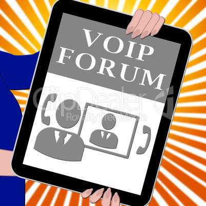 Voip Forum Tablet Showing Internet Voice 3d Illustration
