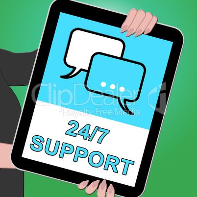 Twenty Four Seven Support Indicating  Asistance 3d Illustration
