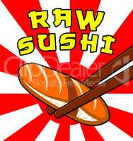 Raw Sushi Shows Japan Cuisine 3d Illustration
