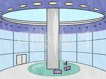 Hotel Interior Shows City Accomodation 3d Illustration