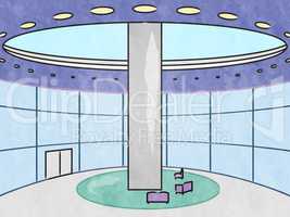 Hotel Interior Shows City Accomodation 3d Illustration