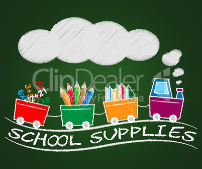 School Supplies Meaning Stationery Materials 3d Illustration