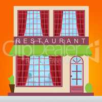 Restaurant Dinner Showing Gourment Food 3d Illustration