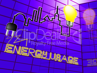Energy Usage Showing Electric Power 3d Illustration