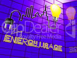 Energy Usage Showing Electric Power 3d Illustration