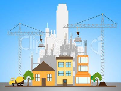 Apartment Construction Describes Building Condos 3d Illustration
