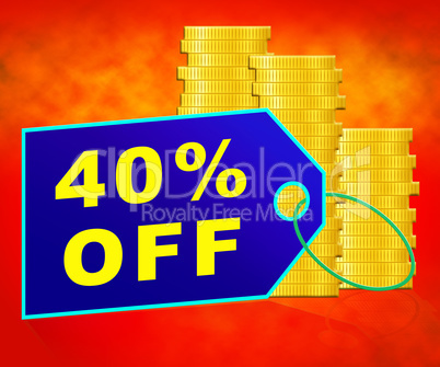 Forty Percent Off Represents 40% Discount 3d Illustration
