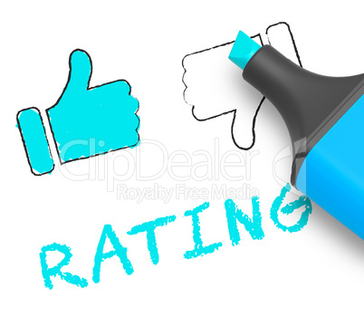 Thumbs Up Rating Displays Performance Report 3d Illustration