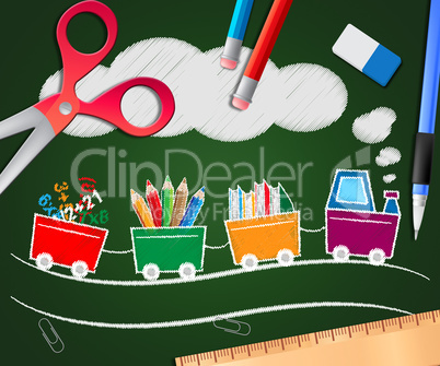 Stationery Supplies Picture Shows School Materials 3d Illustrati