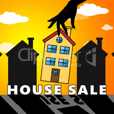House Sale Means Sell Property 3d Illustration
