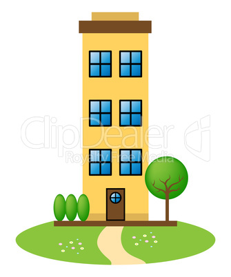 Apartment Building Represents Condo Property 3d Illustration