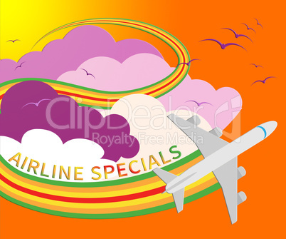Airline Specials Means Airplane Promotion 3d Illustration