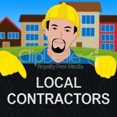 Local Contractors Showing Neighborhood Contractor 3d Illustratio