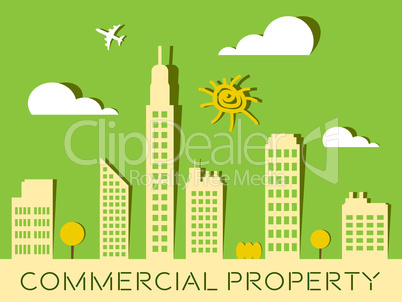 Commercial Property Represents Buildings Real Estate 3d Illustra