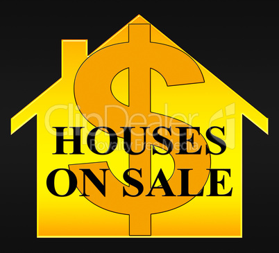 Houses On Sale Means Sell House 3d Illustration