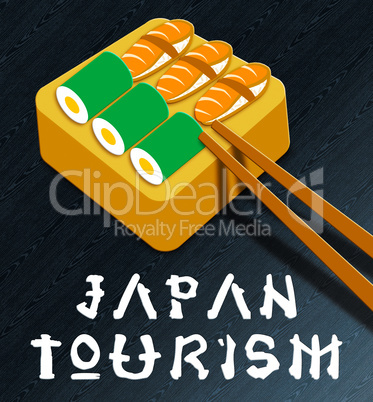 Japan Tourism Showing Japan Cuisine 3d Illustration