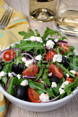 Greek salad with arugula