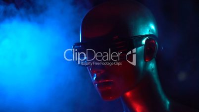 Female mannequin with neon led glasses