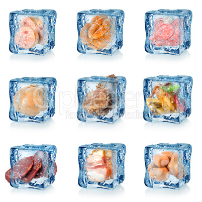 Set of meat in ice