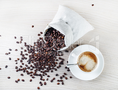 Espresso and coffee beans