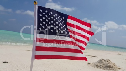 v01001 Maldives beautiful beach background white sandy tropical paradise island with blue sky sea water ocean 4k flag us