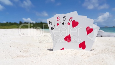 v01003 Maldives beautiful beach background white sandy tropical paradise island with blue sky sea water ocean 4k playing cards