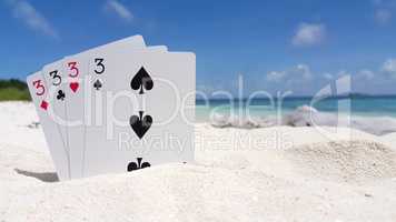 v01025 Maldives beautiful beach background white sandy tropical paradise island with blue sky sea water ocean 4k playing cards