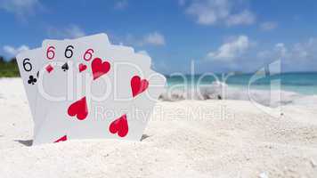v01071 Maldives beautiful beach background white sandy tropical paradise island with blue sky sea water ocean 4k playing cards