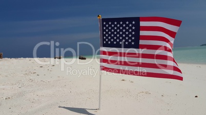 v01155 Maldives beautiful beach background white sandy tropical paradise island with blue sky sea water ocean 4k us american flag