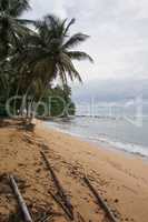 Praia Inhame an einem bedeckten und regnerischen Tag, Sao Tome und Principe, Afrika
