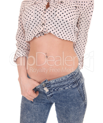 Midsection of a young woman.