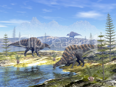 Ouranosaurus dinosaurs - 3D render