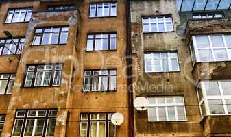 Bullet holes in a wall building in Sarajeva, Bosnia and Herzegovina