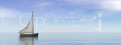 Small sailing boat on the ocean - 3D render
